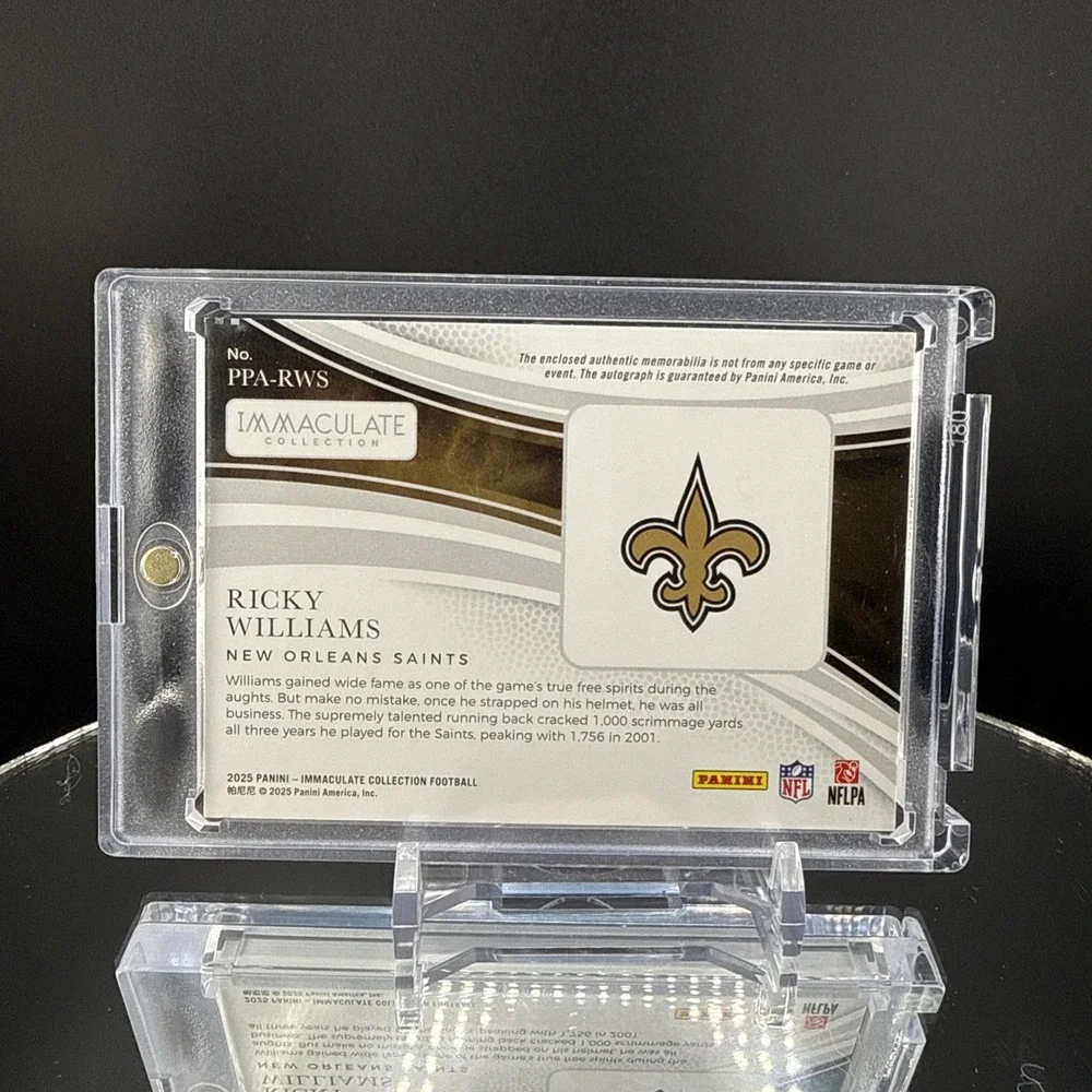 2025 Panini Immaculate Premium Autographs Ricky Williams 3 Color 1/99
